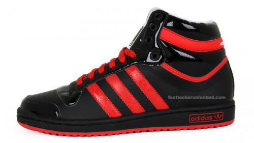 red and black high top adidas
