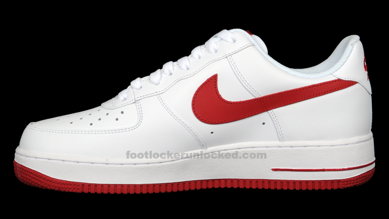 white nike air force with red tick