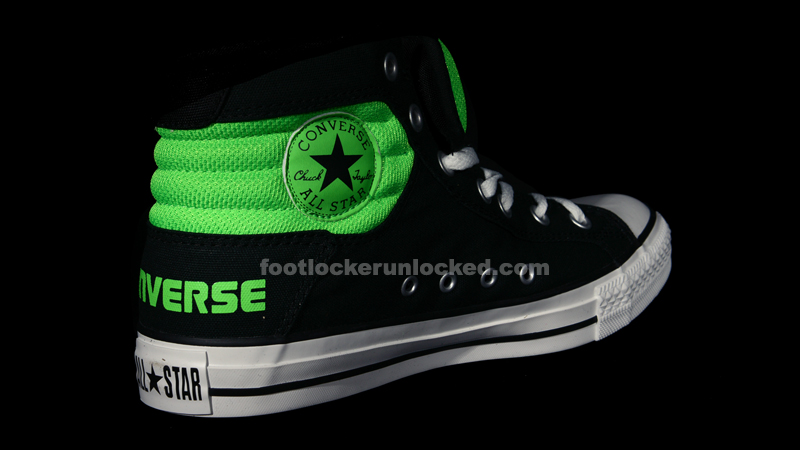black and lime green converse