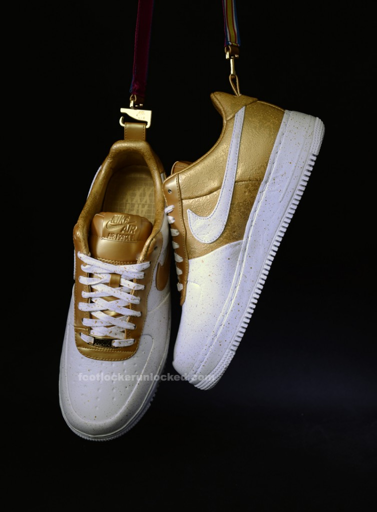 gold nike air force ones