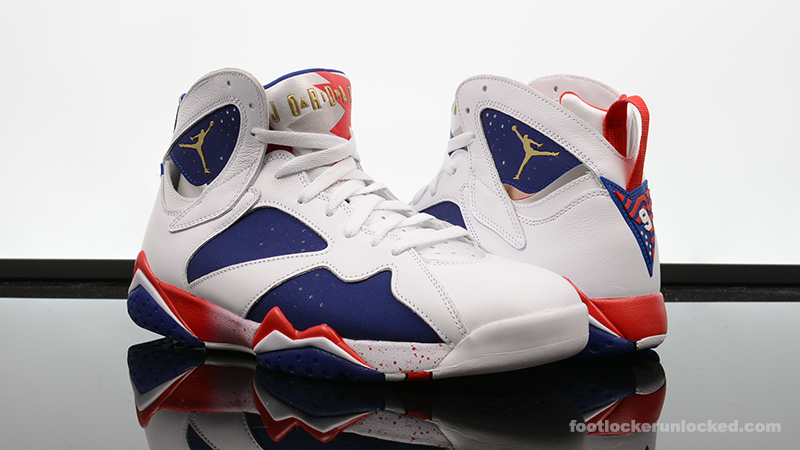 white blue red jordans