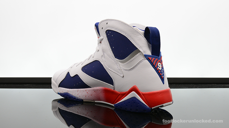 red white and blue jordans 7