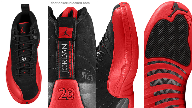 jordan 12 red and black footlocker