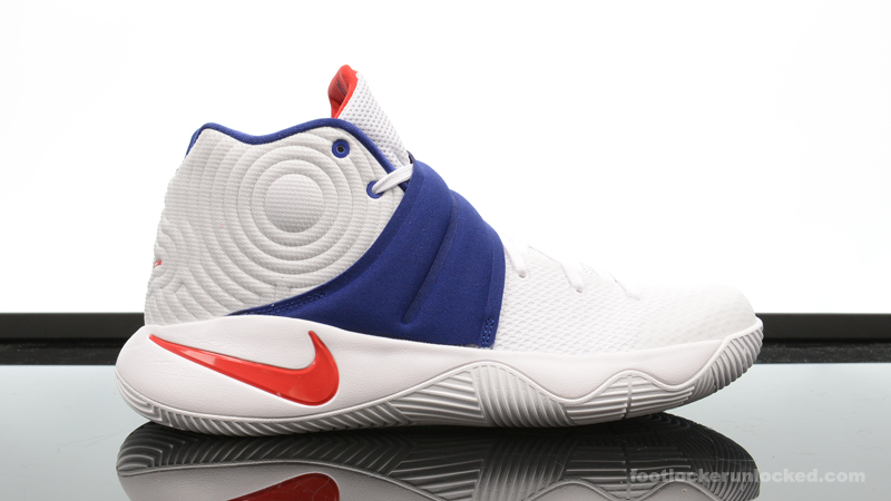 kyrie shoes red white and blue